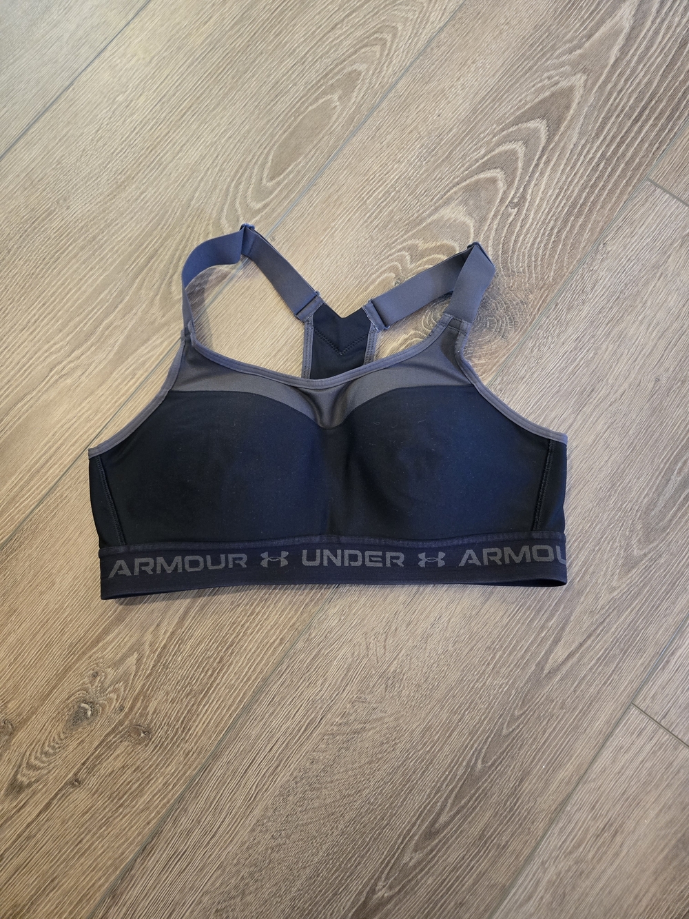 Under Armour Black and Gray Racerback Sports Bra
